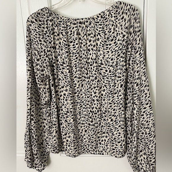 Anthropologie Top Cascais Off Shoulder Leopard Print Knit Long Sleeve Medium - Picture 8 of 14